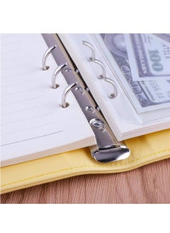 DUNISO A6 PU Leather Binder Budget Planner Organizer 6 Ring Binder Cover With 80 Sheets A6 Filler Paper For Budgeting Yellow (31*189 mm)  - Image 5