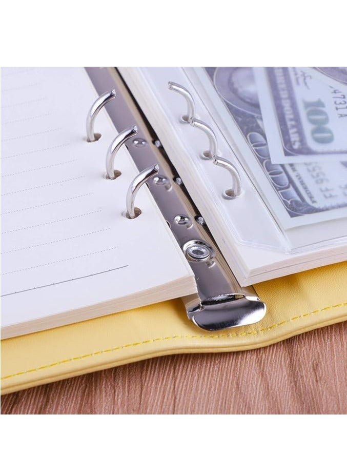 DUNISO A6 PU Leather Binder Budget Planner Organizer 6 Ring Binder Cover With 80 Sheets A6 Filler Paper For Budgeting Yellow (31*189 mm) - Image 5
