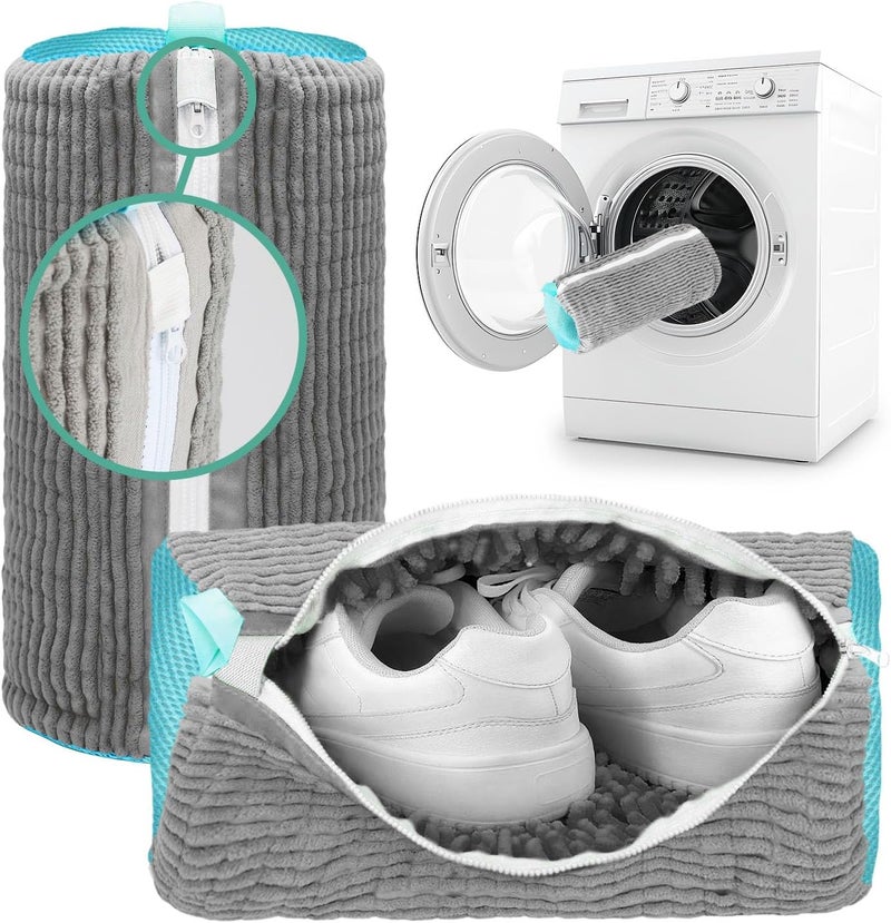 Zeno Set of 2 Shoe Wash Bags Washing Machine - Sneaker Wash Bag Washing Machine - Laundry Bag Shoes - Reinforced Zip - Perfect for Shoe Protection (Grey) - Image 1
