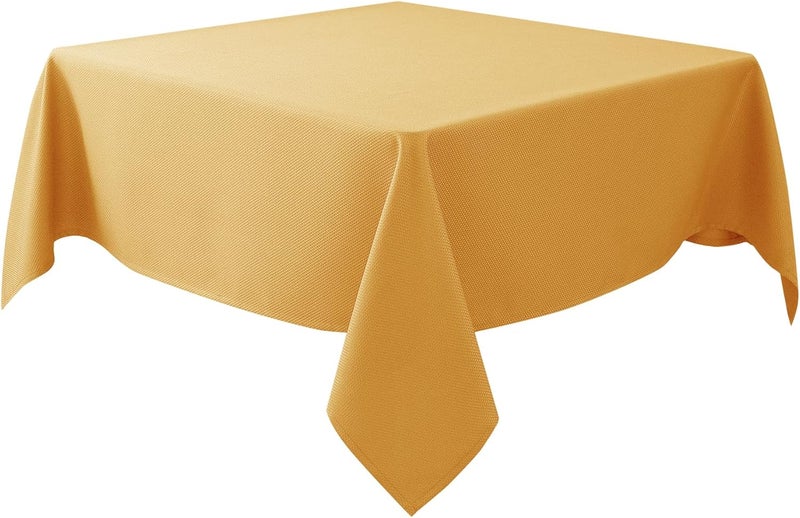 Biscaynebay Fall Tablecloth Textured Fabric Square Tablecloths 70x70'', Fall Gold Thanksgiving Autumn Harvest Water Resistant Fabric Tablecloths for Kitchen, Dining, Wedding, Parties Machine Washable - Image 1