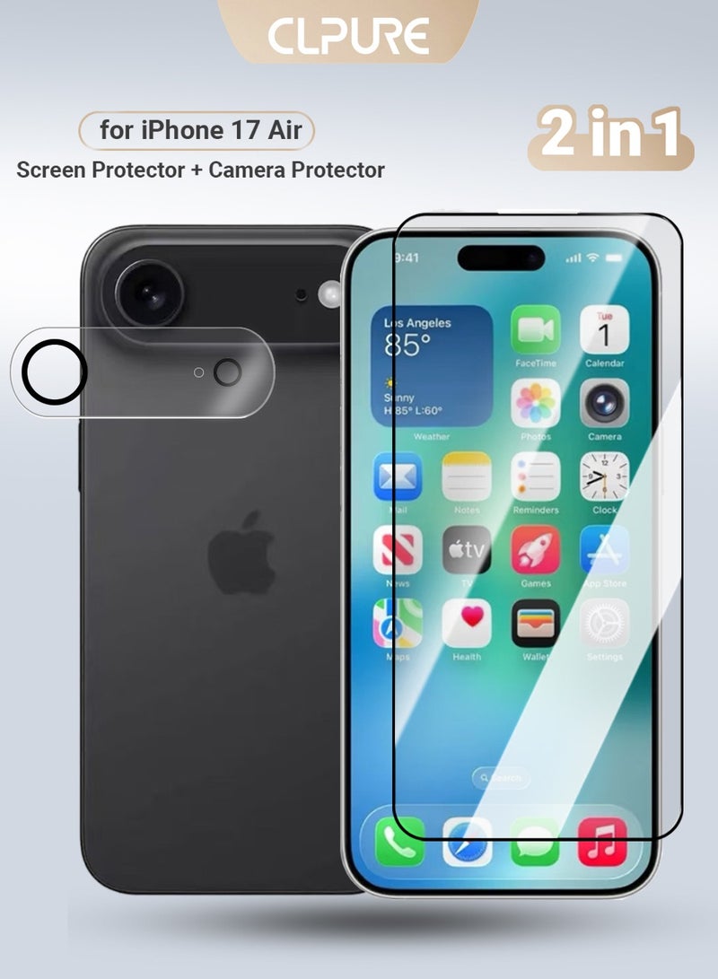 كلبور 2 في 1 حامي الشاشة لـ iPhone 17 هواء + كاميرا حامي عدسة ، تغطية كاملة ، صلابة 9H ، فقاعة مجانية - Image 1