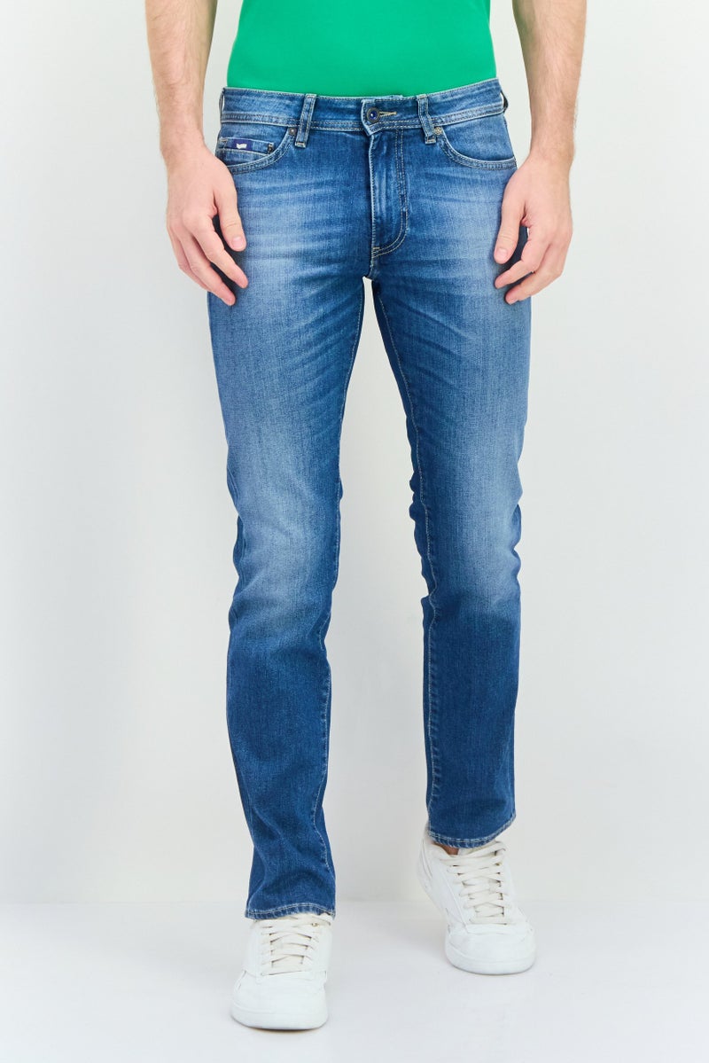 GAS Men Regular Fit Washed Denim Jean, Blue - Image 1