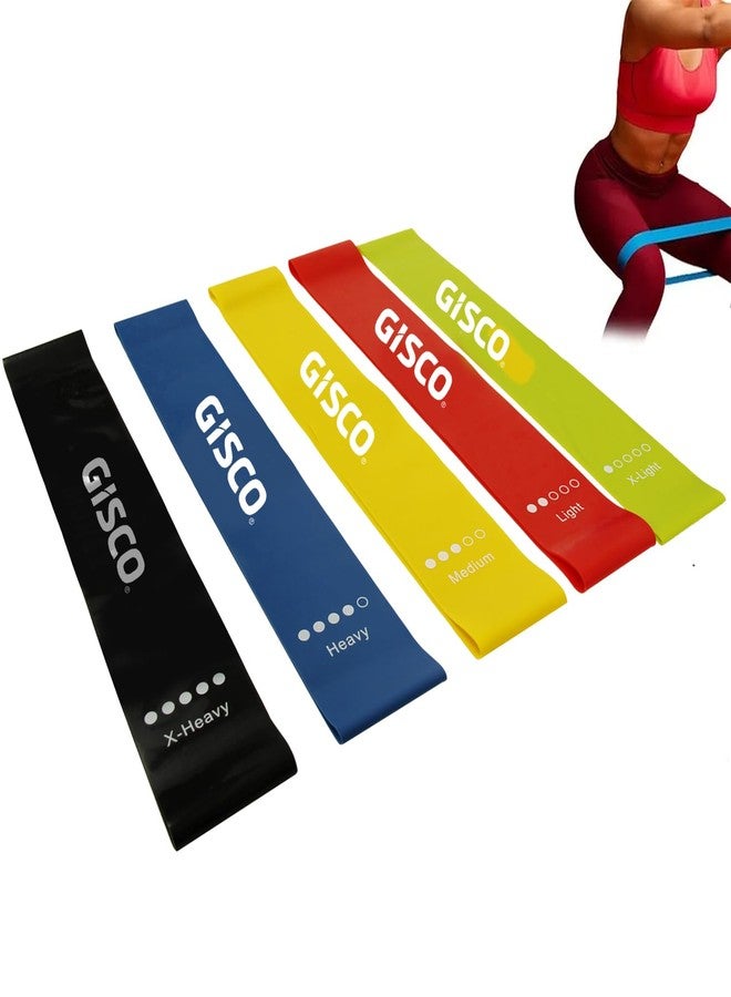 GISCO Pack of 5 100% Latex Resistance Loop Bands | Exercise Band Latex Band Thera Band for Fitness | 5 Levels Elastic Band for Home Gym Long Exercise Workout - Image 1
