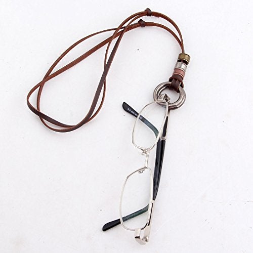 BNQL Eyeglass Holder Necklace O Ring Adjustable Leather Strap Necklace (A) - Image 5