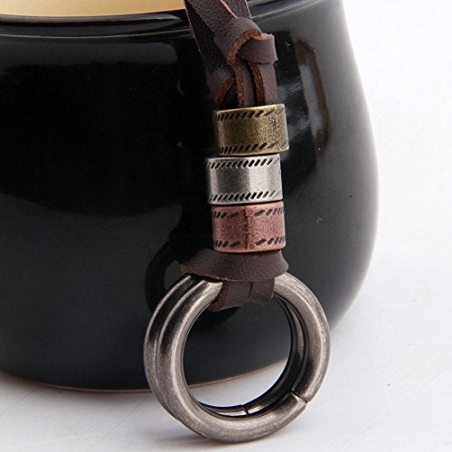 BNQL Eyeglass Holder Necklace O Ring Adjustable Leather Strap Necklace (A) - Image 2