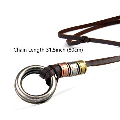 BNQL Eyeglass Holder Necklace O Ring Adjustable Leather Strap Necklace (A) - Image 3