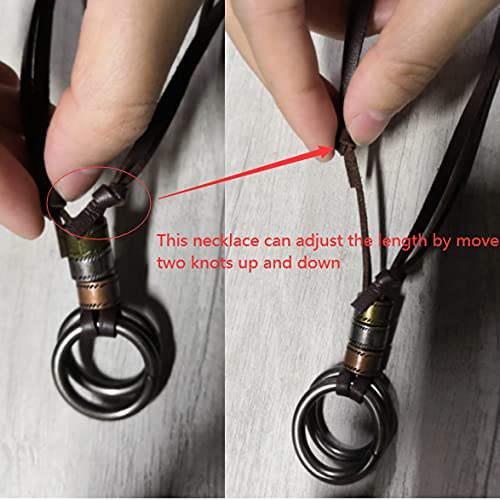 BNQL Eyeglass Holder Necklace O Ring Adjustable Leather Strap Necklace (A) - Image 4