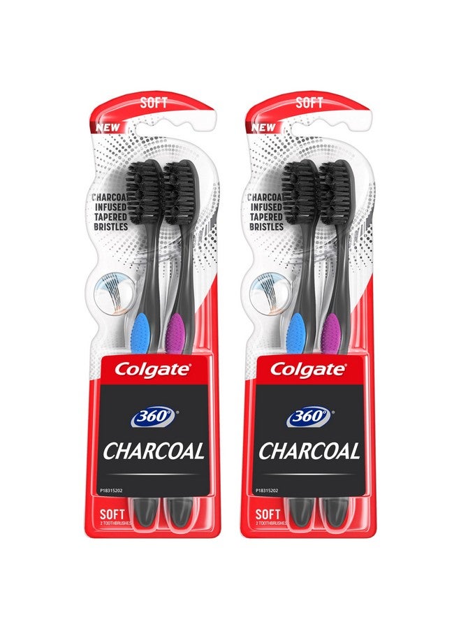 كولجيت فرشاة أسنان كولجيت 360 بالفحم، شعيرات ناعمة (4 قطع) - Image 1