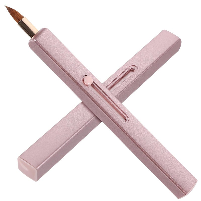 2pcs Retractable Pink Lipstick Brush and Concealer Applicator, Portable Single-head Lip Makeup Tool for Lipstick and Lip Gloss Application, Travel Cosmetic Brush - Image 1