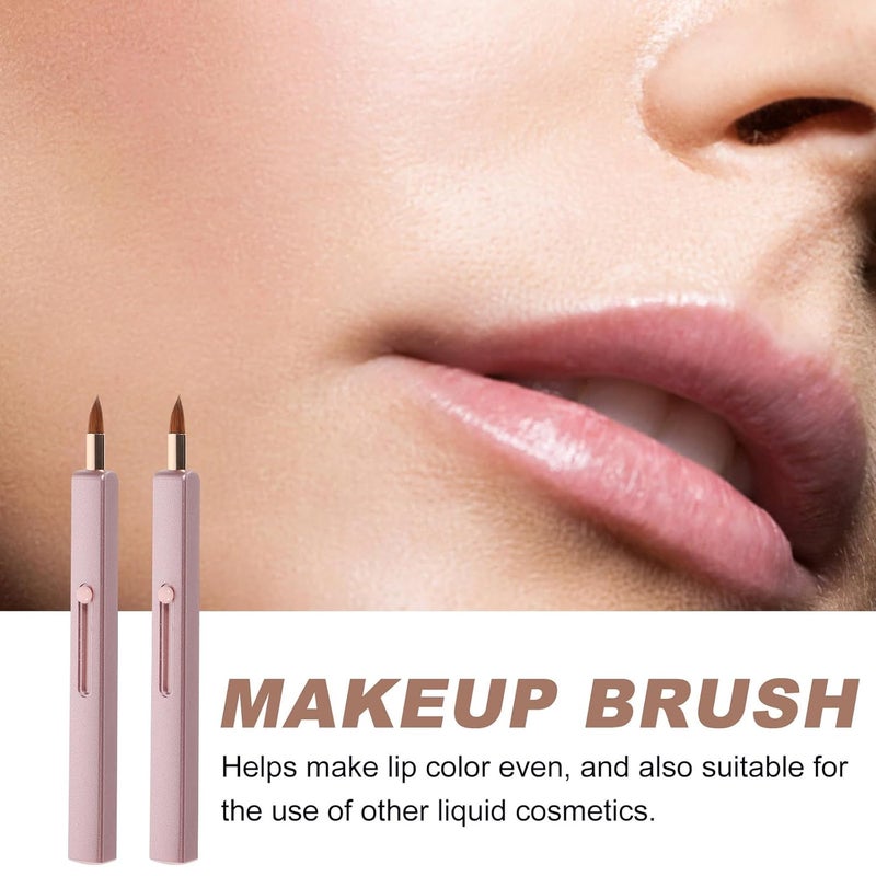 2pcs Retractable Pink Lipstick Brush and Concealer Applicator, Portable Single-head Lip Makeup Tool for Lipstick and Lip Gloss Application, Travel Cosmetic Brush - Image 3