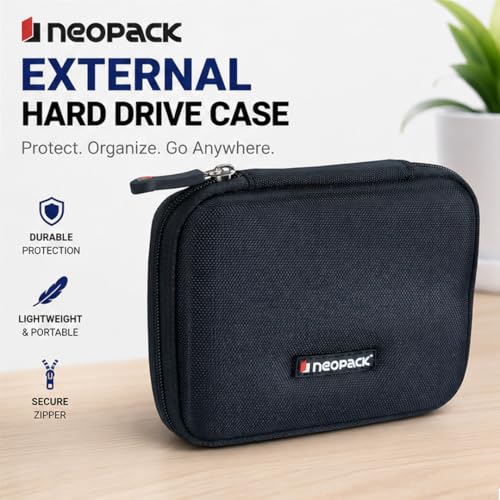 Neopack EVA Ultra HDD Hard Case/Cover/Pouch with Shockproof Lining for 2.5 inch Portable/External Hard Drive - Black (for Seagate, Toshiba, WD, Sony, Transcend) - Image 2