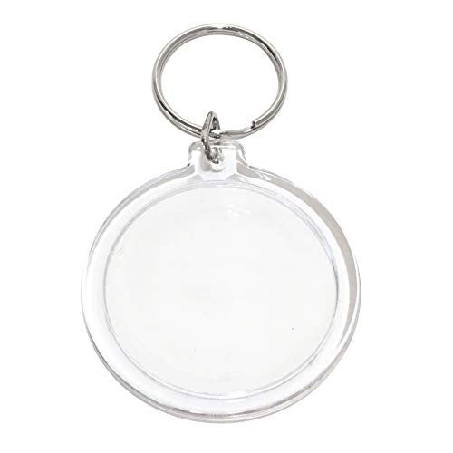 Craft Making Shop Easy-to-Use Snap in Photo Keychains Round, Clear Acrylic 7.9cm x 4.5cm or 1.7 Inch for Gifts - Image 1