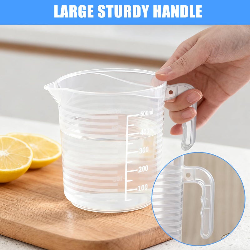 AskBed 2 Pack Measuring Cup Set, Includes 500Ml and 1000Ml Plastic Liquid Measuring Cups- Baking, Cooking, Mixing & Measuring Cups, Microwave and Dishwasher Safe Essential Kitchen Tools - Image 5