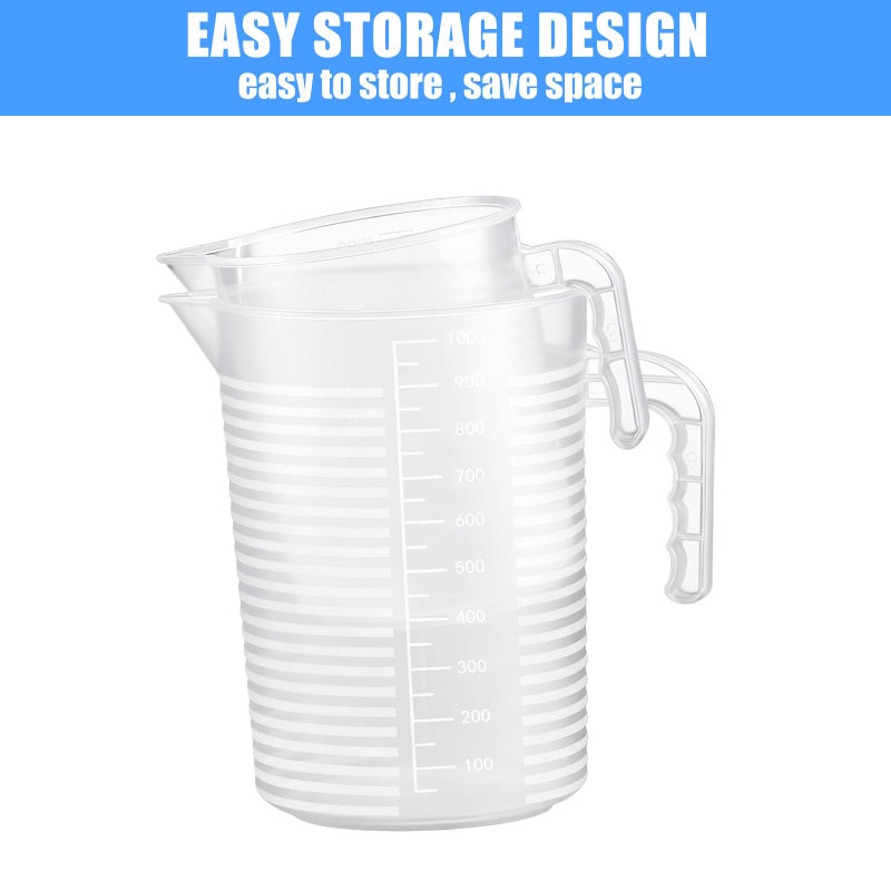 AskBed 2 Pack Measuring Cup Set, Includes 500Ml and 1000Ml Plastic Liquid Measuring Cups- Baking, Cooking, Mixing & Measuring Cups, Microwave and Dishwasher Safe Essential Kitchen Tools - Image 3