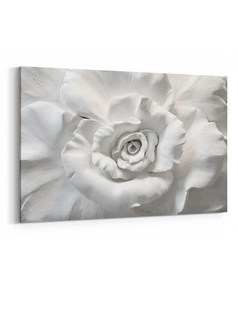 لوحة كانفاس على إطار خشبي بتصميم زهرة بيضاء - Image 4