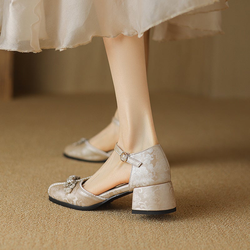 Women'S Shoes With Square Heeled 33-43 Size Size National Style Buckle Women'S Hollow Sandals - Image 3