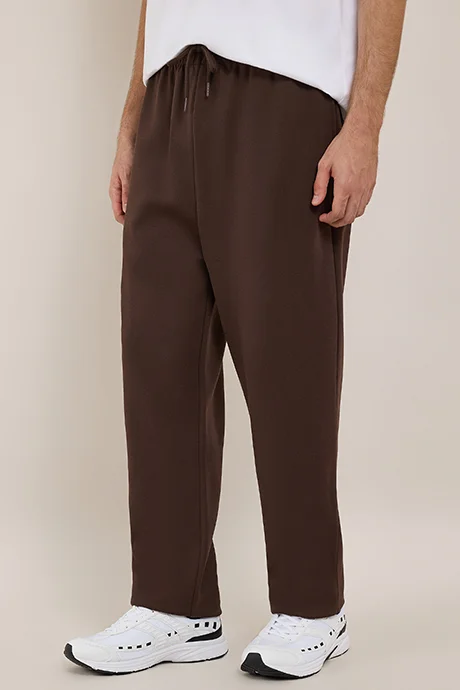 أر أند بي Solid Straight Fit Pants with Drawstring Waist
