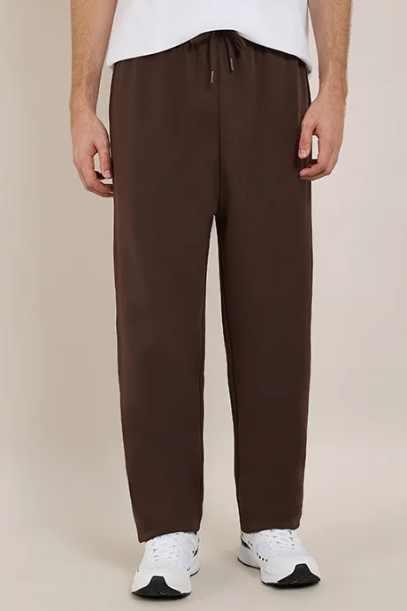 أر أند بي Solid Straight Fit Pants with Drawstring Waist