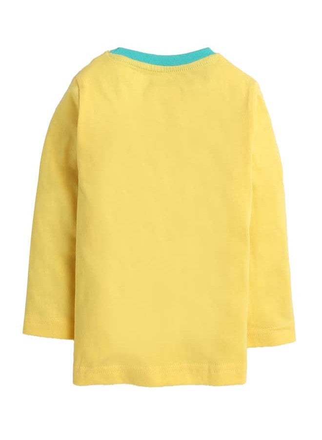 BUMZEE White & Yellow Girls Full Sleeves T-Shirt And Pajama Set Age - 3-6 Months - Image 3
