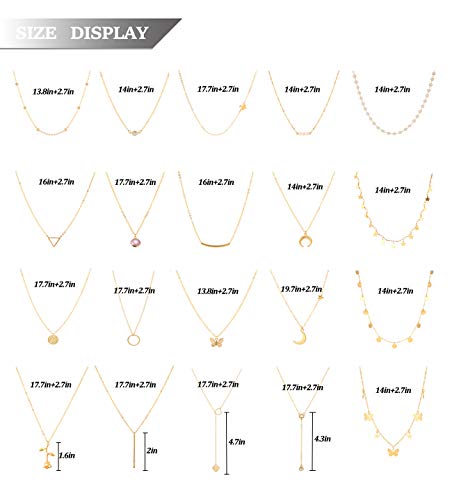 Honsny 20PCS 14K Gold Plated Choker Necklaces for Women, Dainty Gold Diamond Coin Pearl Pendant Simple Chain Necklace Set Cute Gold Layered Necklaces for Women Teen Jewelry Gifts - Image 5