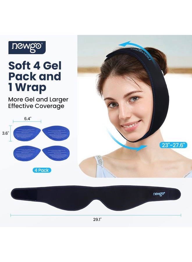 NEWGO غطاء رأس حزمة الثلج لأسنان الحكمة لجراحة الفم، مؤهل لـ FSA أو HSA، حزمة ثلج للفك مع 4 حزم هلام ساخن وبارد لتخفيف TMJ، استخراج الأسنان، التعافي من استئصال اللوزتين - Image 3