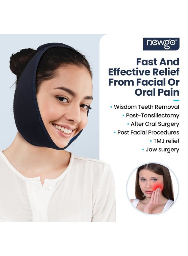 NEWGO غطاء رأس حزمة الثلج لأسنان الحكمة لجراحة الفم، مؤهل لـ FSA أو HSA، حزمة ثلج للفك مع 4 حزم هلام ساخن وبارد لتخفيف TMJ، استخراج الأسنان، التعافي من استئصال اللوزتين - Image 2