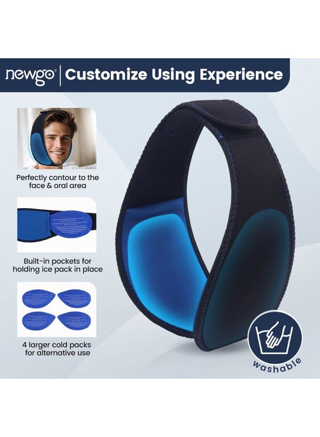 NEWGO غطاء رأس حزمة الثلج لأسنان الحكمة لجراحة الفم، مؤهل لـ FSA أو HSA، حزمة ثلج للفك مع 4 حزم هلام ساخن وبارد لتخفيف TMJ، استخراج الأسنان، التعافي من استئصال اللوزتين - Image 4