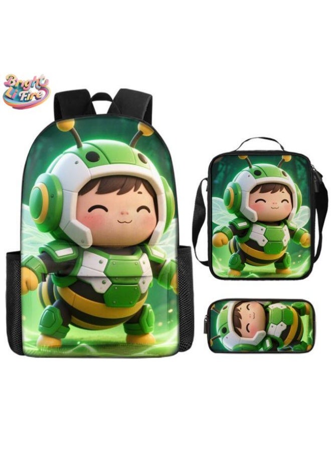 Bright Li Fire Unlock the new fashion of childish fun! Three-piece set of bags, cartoon elements for children and teenagers (students, children, friends' outings, mountain climbing, schooling, etc. can be used) - 39 - Image 1