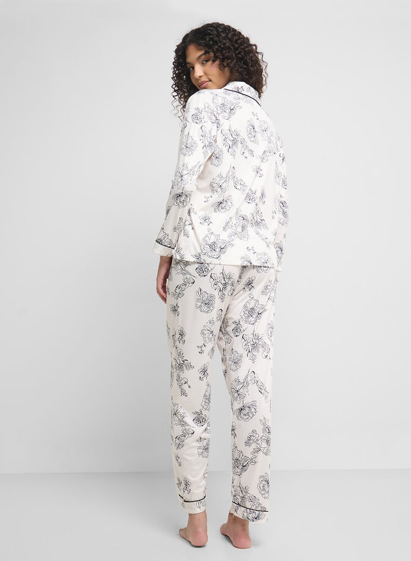 Ginger Floral Button Up Shirt & Pyjama Set  - Image 2