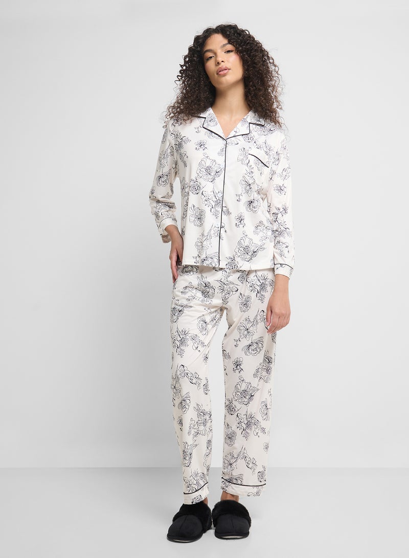 Ginger Floral Button Up Shirt & Pyjama Set  - Image 5