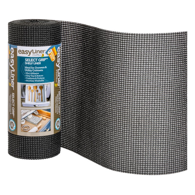 EasyLiner Select Grip Shelf Liner for Drawers  Cabinets  Easy to Install  Cut to Fit  Non Slip Non Adhesive Grip Shelf Liner for Kitchen Drawers Bathroom Pantry  12in x 24ft  Black