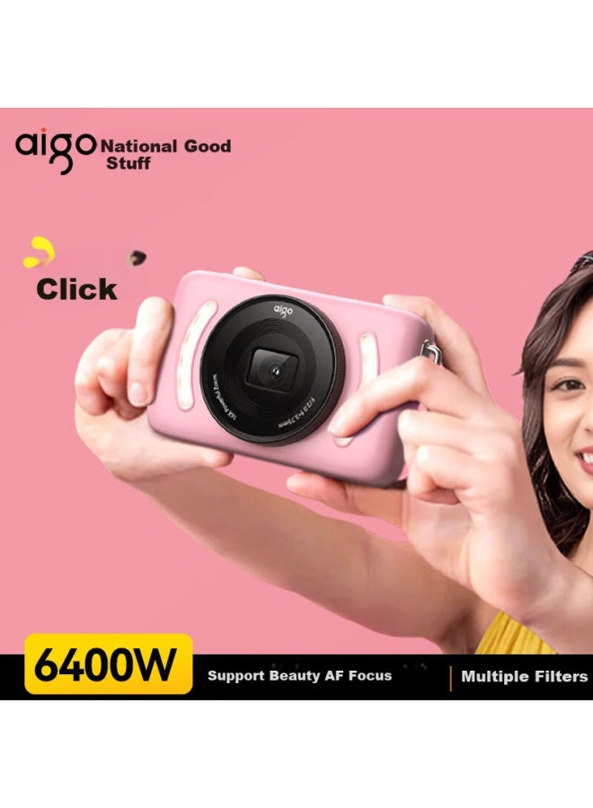 Aigo Patriot E3 Student Digital Camera Girls' Card Camera Campus Hd Travel Birthday Gift Flat Replacement Ccd Front And Rear Dual Camera Selfie 128gb White - Image 2