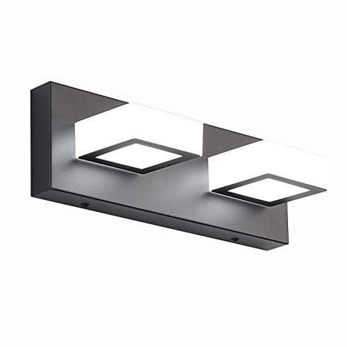 Ralbay 2 Lights Black Modern Bathroom Vanity Light Acrylic LED Modern Black Bathroom Wall Lighting Fixtures - Image 1