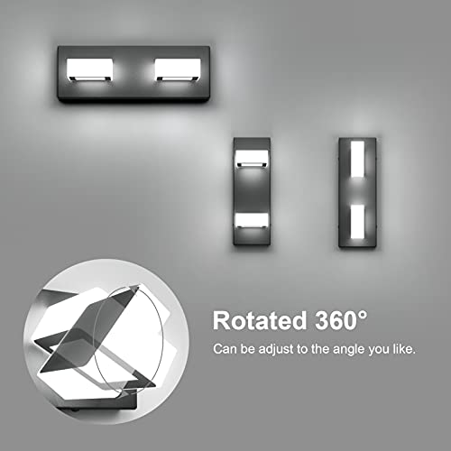 Ralbay 2 Lights Black Modern Bathroom Vanity Light Acrylic LED Modern Black Bathroom Wall Lighting Fixtures - Image 3