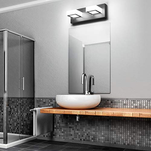 Ralbay 2 Lights Black Modern Bathroom Vanity Light Acrylic LED Modern Black Bathroom Wall Lighting Fixtures - Image 4