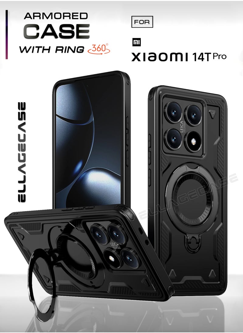 ELLAGECASE Protective Case with Ring for Xiaomi Redmi Note 14T Pro, Rugged Drop Protection, Horizontal and Vertical Stand Capability, Solid Camera Protection, Balanced Support, and Perfect Compatibility with Magnetic Accessories  - Image 1