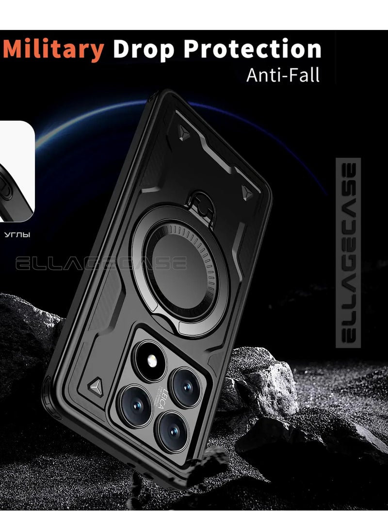 ELLAGECASE Protective Case with Ring for Xiaomi Redmi Note 14T Pro, Rugged Drop Protection, Horizontal and Vertical Stand Capability, Solid Camera Protection, Balanced Support, and Perfect Compatibility with Magnetic Accessories  - Image 3