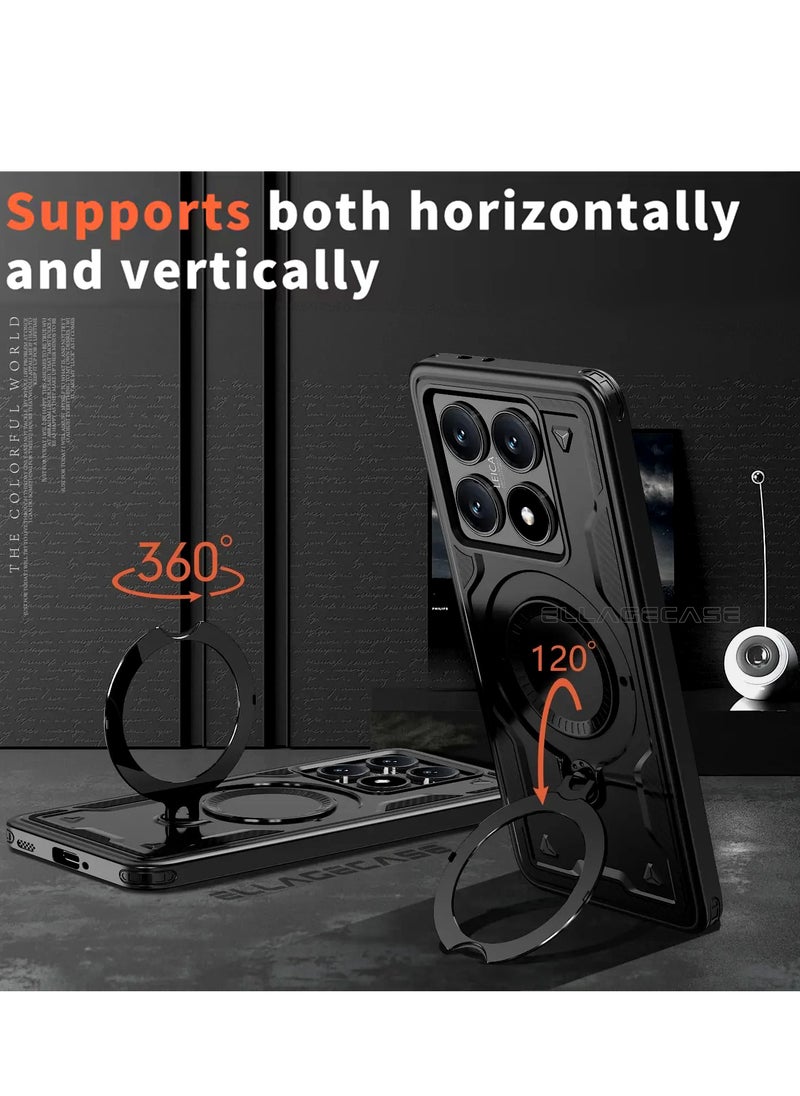 ELLAGECASE Protective Case with Ring for Xiaomi Redmi Note 14T Pro, Rugged Drop Protection, Horizontal and Vertical Stand Capability, Solid Camera Protection, Balanced Support, and Perfect Compatibility with Magnetic Accessories  - Image 4