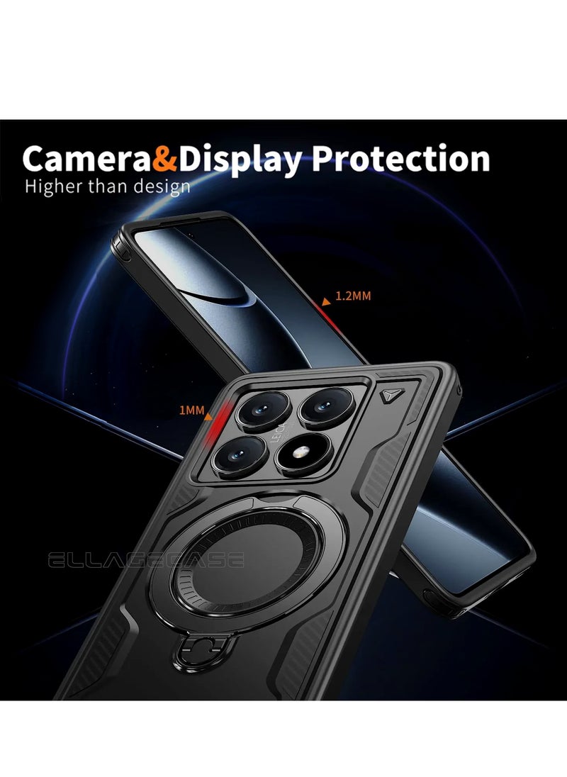 ELLAGECASE Protective Case with Ring for Xiaomi Redmi Note 14T Pro, Rugged Drop Protection, Horizontal and Vertical Stand Capability, Solid Camera Protection, Balanced Support, and Perfect Compatibility with Magnetic Accessories  - Image 5
