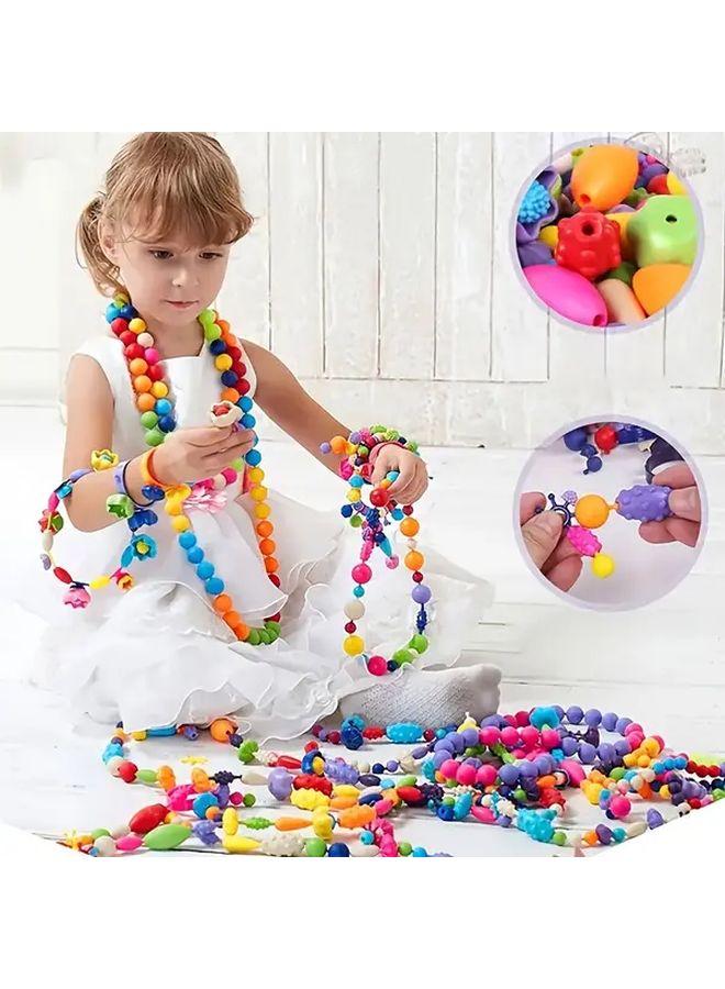 225 قطعة من مجموعة الخرز بدون خيط مع 5 أساور لعبة ألغاز DIY هدية - Image 1
