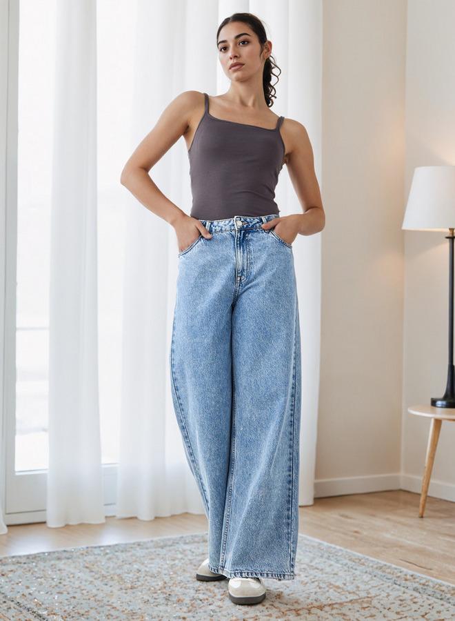 سبلاش فيڤ بلوزة بدون أكمام بياقة مربعة سادة - Image 2