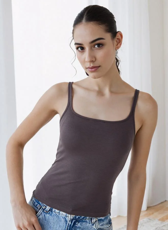 Splash FAV Plain Square Neck Tank Top