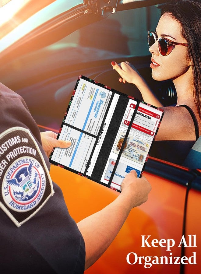 Slohif Car Registration and Insurance Card Holder with Magnetic Shut - Vehicle Glove Box Organizer Women Leather Automobile License Holders Coasters Auto Accessories Case for Document,Cherry - Image 5
