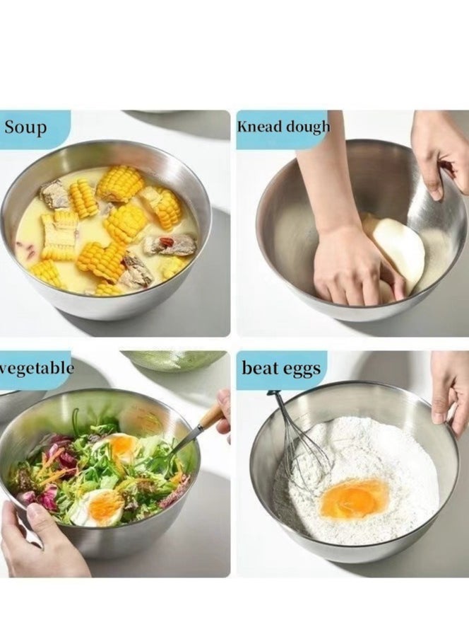Laseta 3-piece 304  Stainless Steel  Basin,Beat Eggs,Kenad Into Dough, Fruit Salad And Prepare Vegetables 700ml+1200ml+2000ml  - Image 5