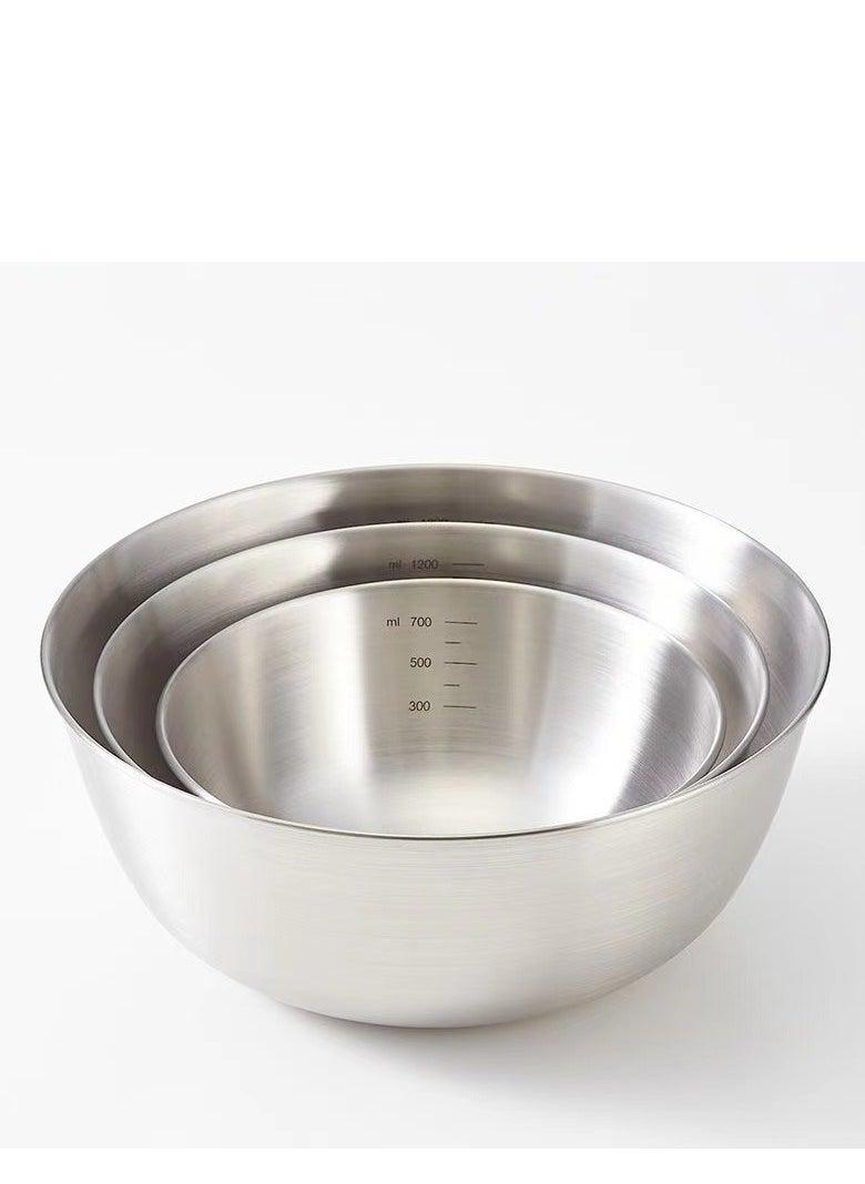 Laseta 3-piece 304  Stainless Steel  Basin,Beat Eggs,Kenad Into Dough, Fruit Salad And Prepare Vegetables 700ml+1200ml+2000ml  - Image 1