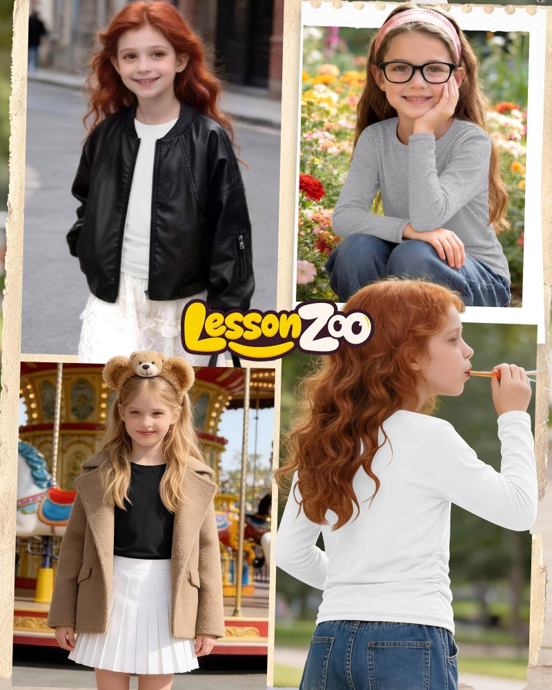 LessonZoo 3 Pack Girls Long Sleeve Shirts Kids Slim Fit Crew Neck Tops Ruched Soft Basic Undershirts Layering Tees 5-14 Years(Black, Light Mixed Gray, White,11-12 Years) - Image 3