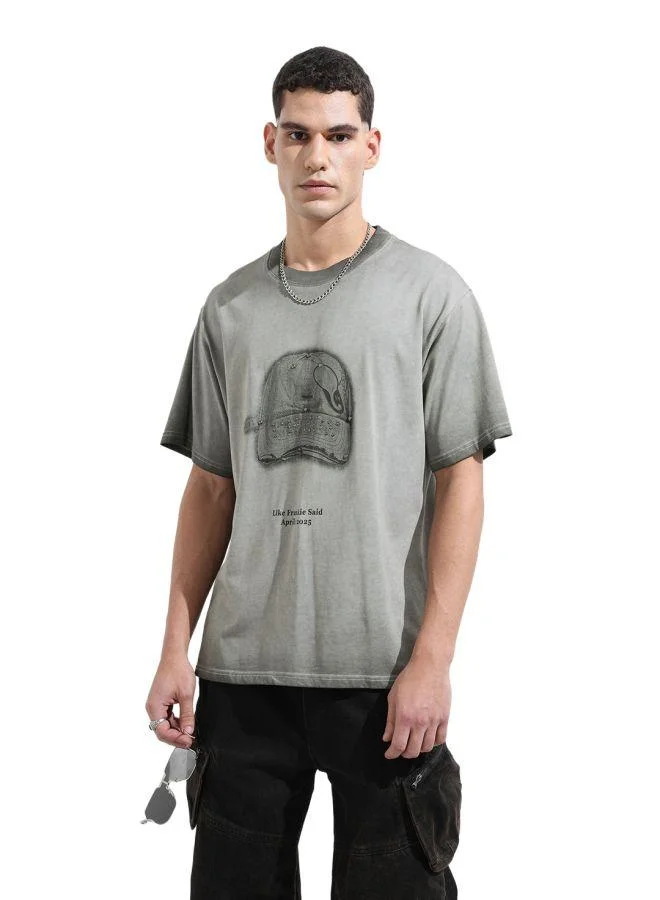 شركة المرآب الهندية Men Relaxed Fit Graphic Printed Crew Neck Half Sleeves T-Shirt