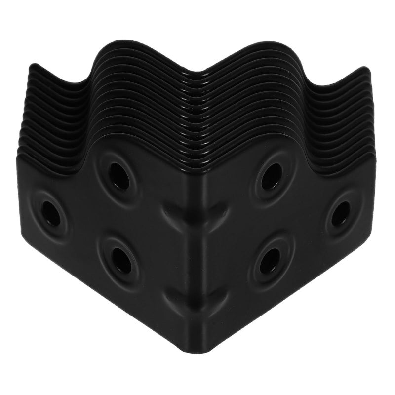 12 Pcs Black Metal Speaker Corner Protectors Triangle Edge Guards L Shaped Furniture Safety Covers - Image 2