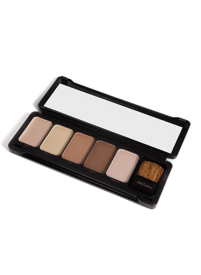 Profusion Cosmetics Contour Professional 5 Color Palette Highlight Bronzer Makeup Kit With Application Brush Vanilla Biscuit Honey Walnut Highlighter - Image 2