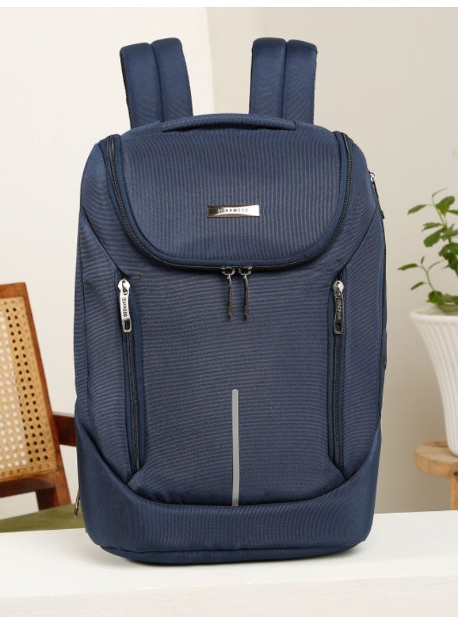 Teakwood 23L Business Unisex Laptop Backpack  | Fits up to 16 " Laptop | Premium  Navy blue Office & Travel Backpack | USB Charging Port | Trolley Sleeve | Water-Resistant | Multi-Compartment Durable Design - Image 1